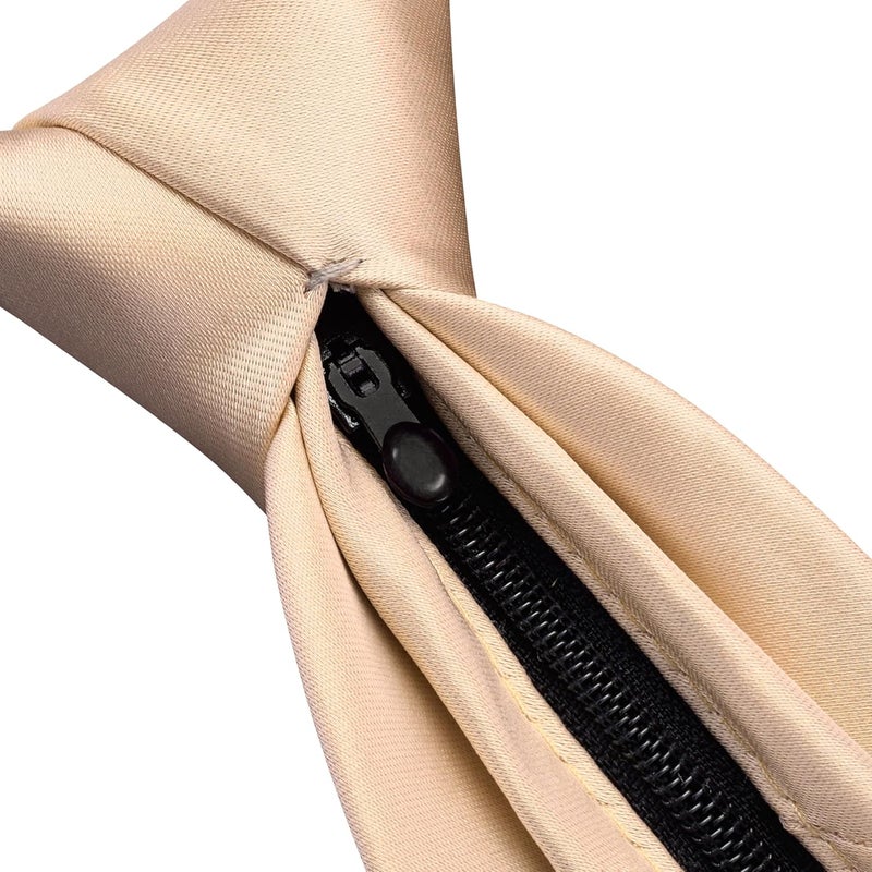 Branduce 3.15"（8cm） Mens Solid Satin Tie Pre-tied Adjustable Zipper Necktie for Business and Wedding - Image 5
